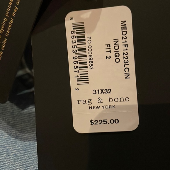 🎉sale🎉NWT Rag &bone Relaxed Fit2 Indigo Authentic Stretch buttonfly Jean-31x32 - Picture 5 of 12